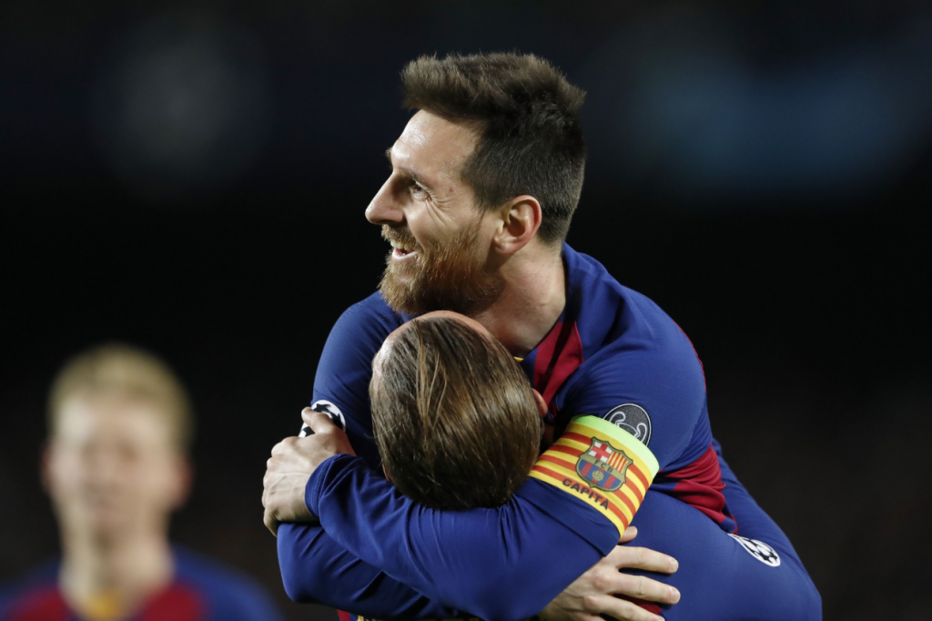 Messi celebra el triunfo del Barcelona (Foto tomada: Twitter/Champions League).