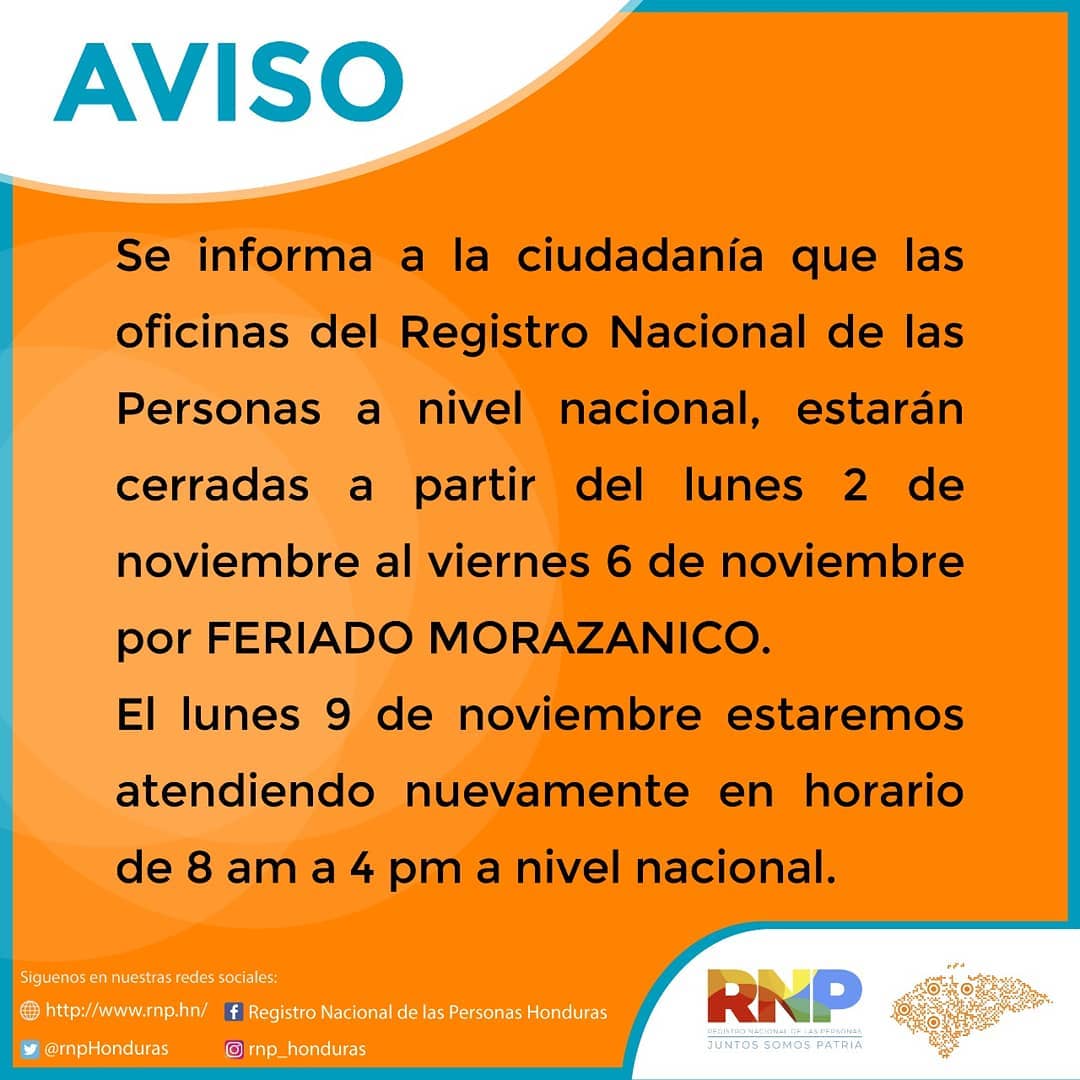 Largo feriado: Oficinas del RNP permanecerán cerradas toda la semana Imagen de Largo feriado: Oficinas del RNP permanecerán cerradas toda la semana