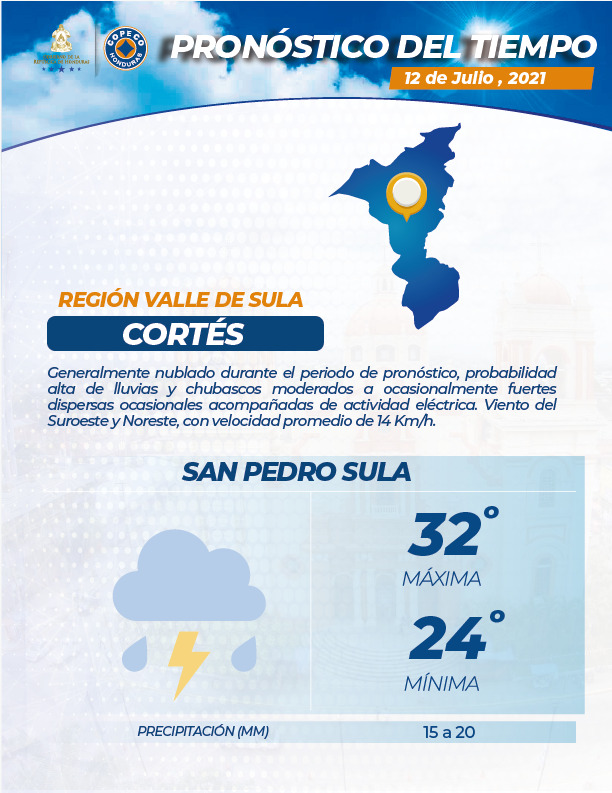 estado del tiempo honduras cortes 12 de julio