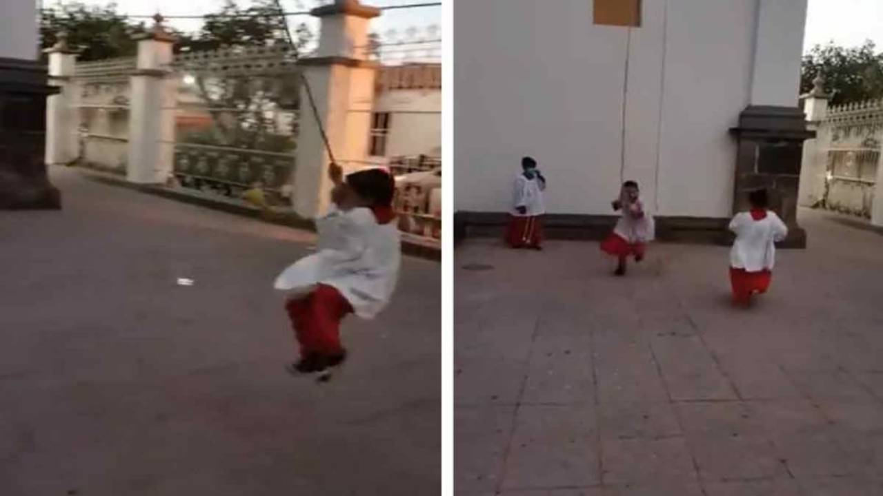 Imagen de Monaguillos mexicanos son sensación en redes por su divertida forma de tocar las campanas de su templo