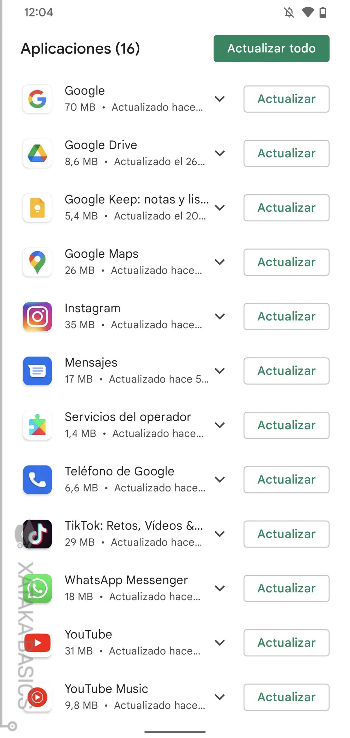 Actualización de Instagram en Android