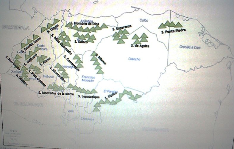 Mapa de relieve de Honduras