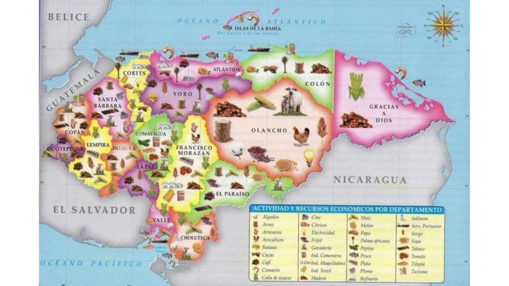 Mapa económico de Honduras.