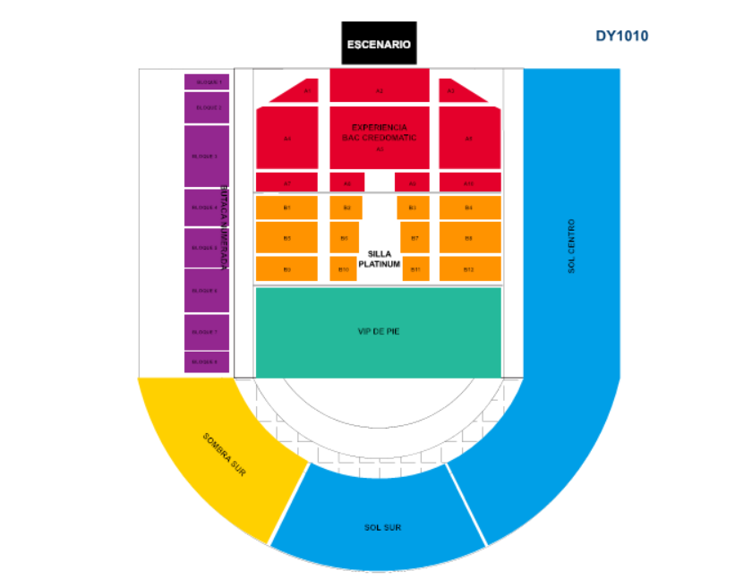 Este es el mapa proporcionado para saber los lugares de asiento en el Estadio Nacional José de la Paz Herrera en Tegucigalpa. Foto: etickets.hn