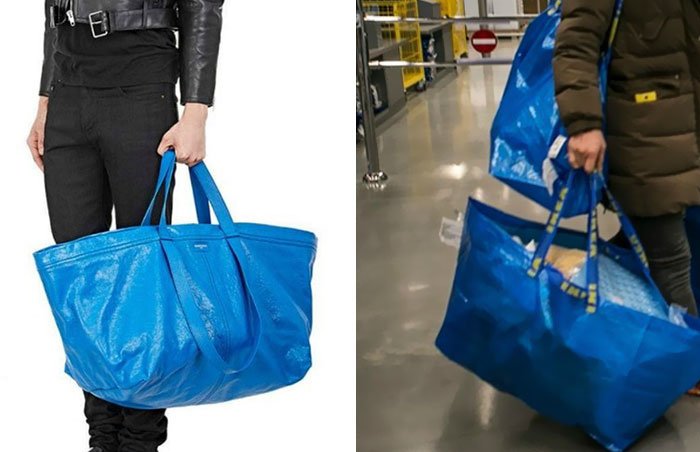 Comparación de bolsa Balenciaga con la bolsa de Ikea. Foto: Rear Front 