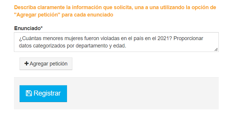 Ejemplo de un enunciado al Ministerio Público. Foto: Sielho