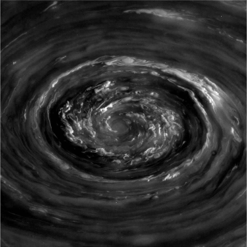Vista del vortex del Polo Norte de Saturno. Foto: NASA/JPL-Caltech/Space Science Institute, 2012.