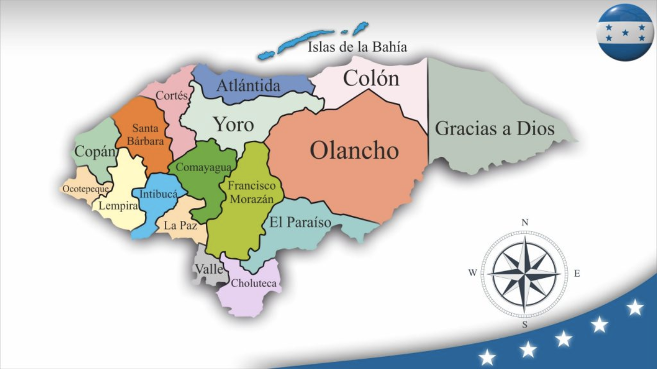 Mapa político de Honduras para colorear