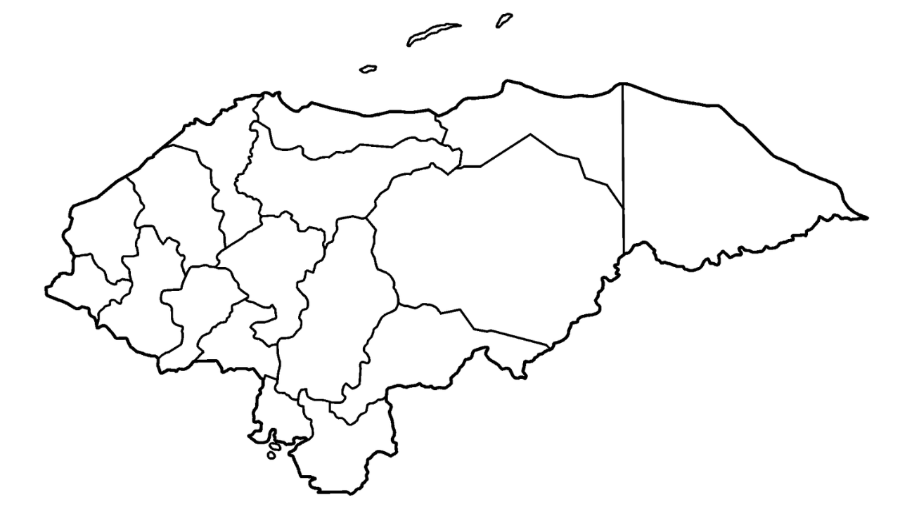 Mapa político de Honduras para colorear