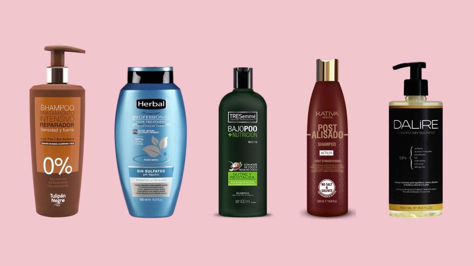Opciones de champú sin sulfato de sodio. Foto: El Jardín Rojo