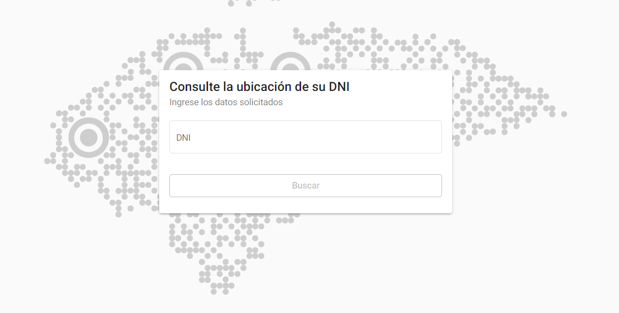 Página para colocar el número de identidad y consultar la ubicación del DNI. Foto: RNP