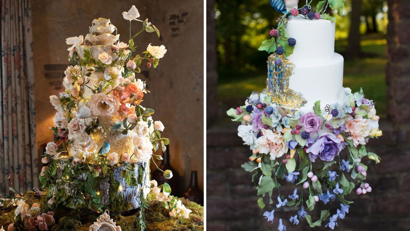 Pasteles florales de 15 años con temática de "cuento de hadas". Foto: Pinterest