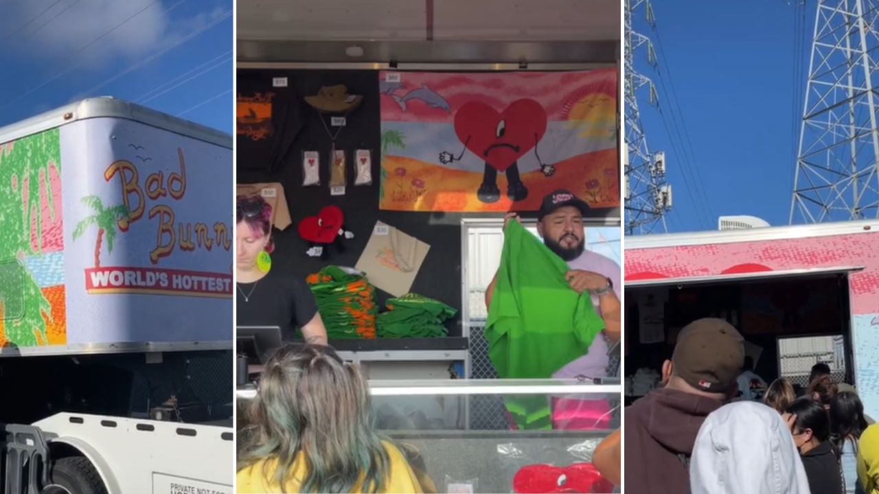 Imagen de Emprenden carrito para venta de accesorios de Bad Bunny en su gira por Latinoamérica