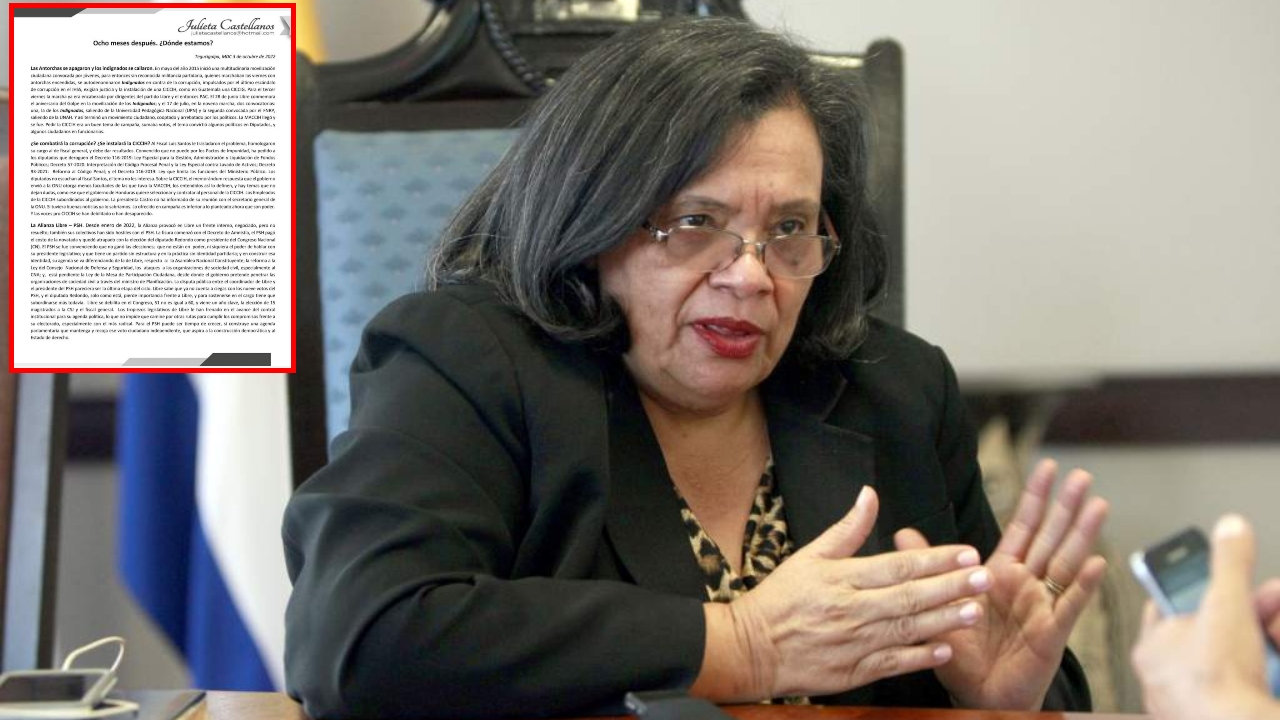 Imagen de Diversos sectores reaccionan a favor y en contra de carta publicada por Julieta Castellanos