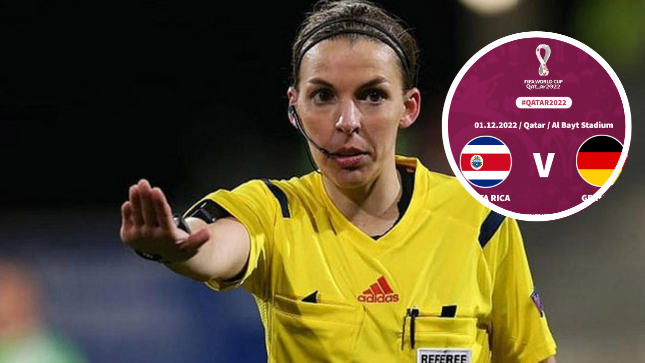 Imagen de Stéphanie Frappart, la primera mujer en ser árbitra en un Mundial masculino en el partido Costa Rica vs Alemania de Qatar 2022