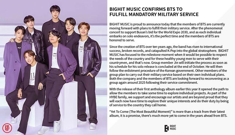 Comunicado de Big Hit Music en redes sociales. Foto: Kpop Post