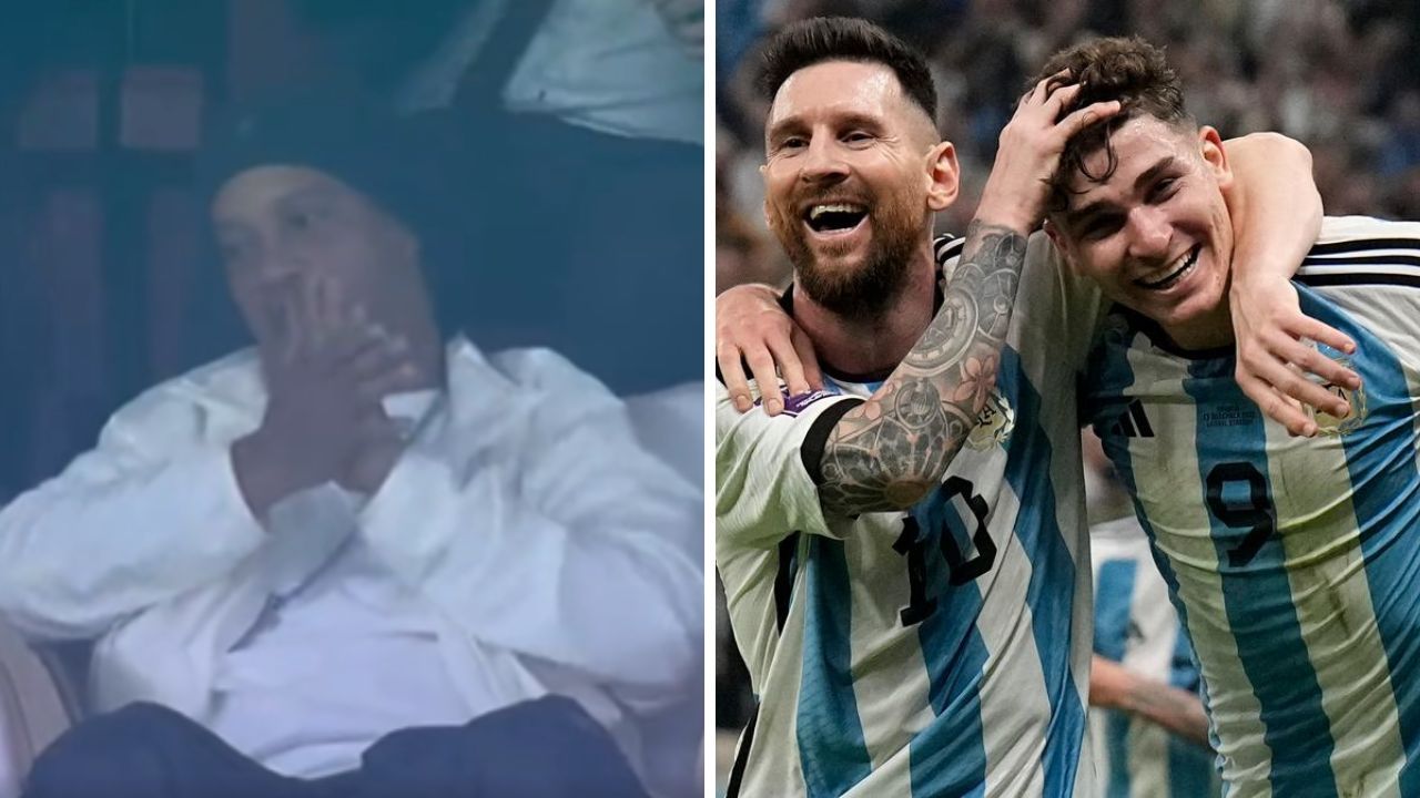 Ronaldinho aplaude el gol de Julián Álvarez y Messi, el astro brasileño apoya a Argentina en la Copa del Mundo Imagen de Ronaldinho aplaude el gol de Julián Álvarez y Messi, el astro brasileño apoya a Argentina en la Copa del Mundo