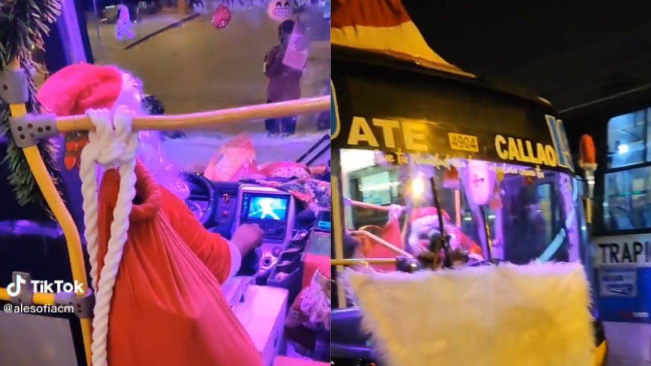 Imagen de Conductor vestido de Papá Noel se vuelve la sensación con su bus navideño