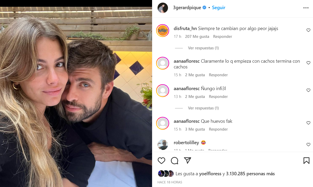Comentarios en la publicación de Piqué. Foto: Instagram