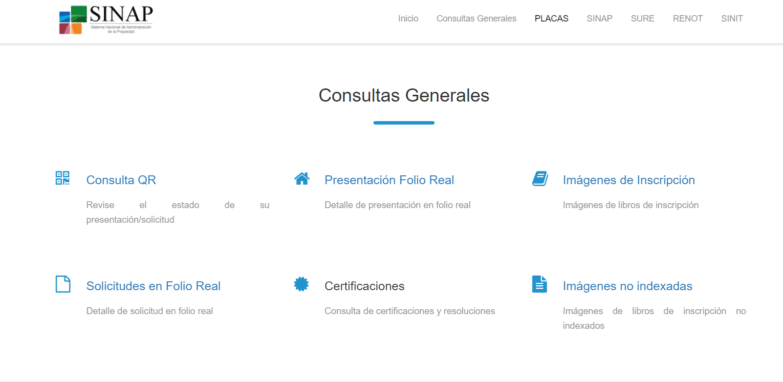 Página web del SINAP en Honduras para ingresar al menú de placas. Foto: SINAP