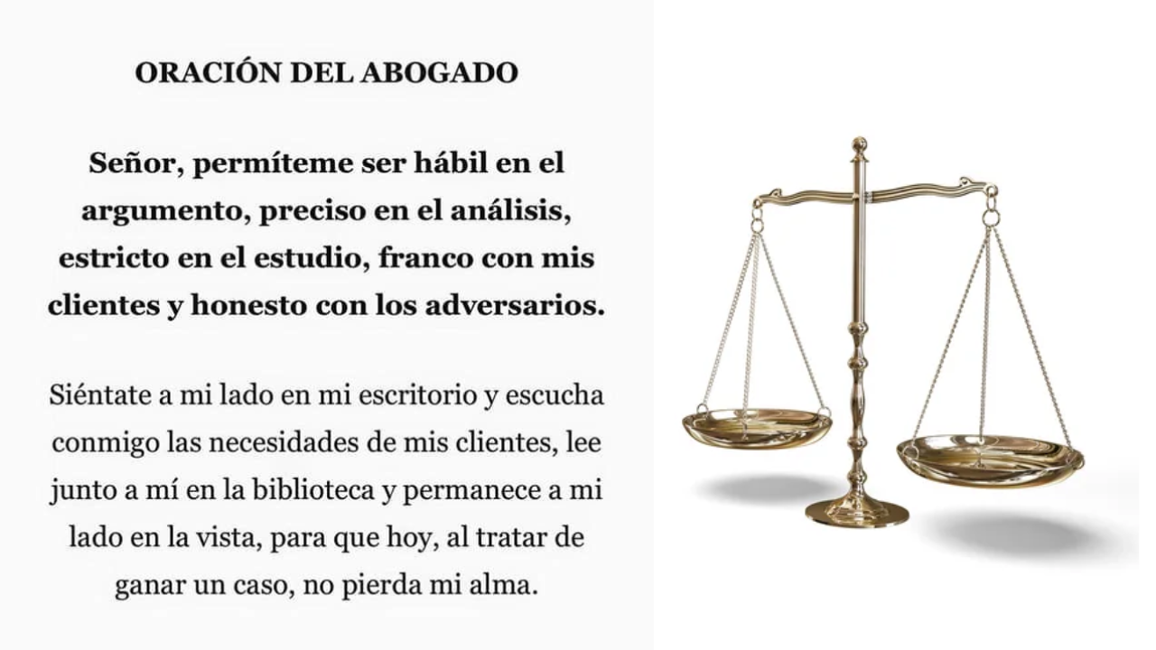 Muchos abogados realizan oraciones diarias para ejercer bien la profesión Foto: tunota