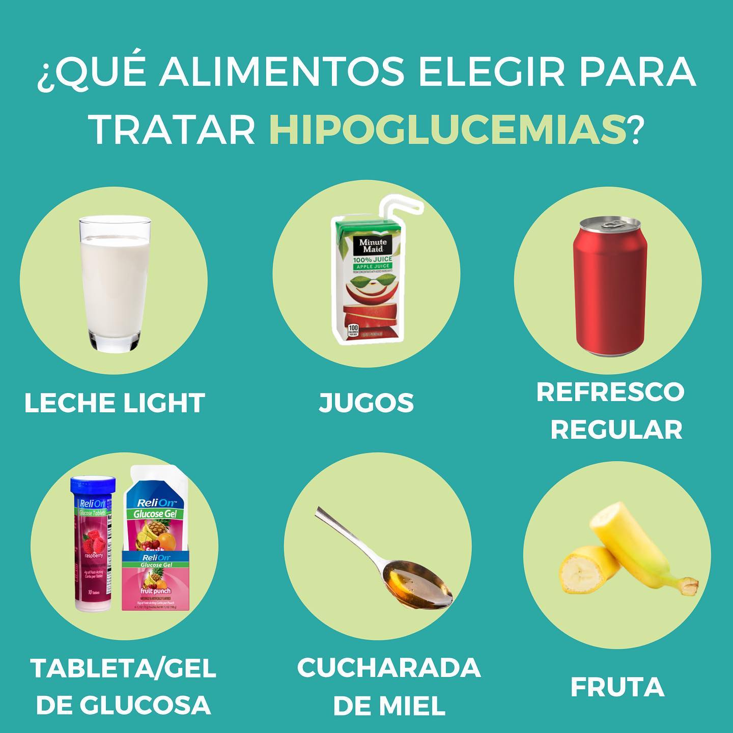 Alimentos para tratar la hipoglucemia. Foto: Facebook