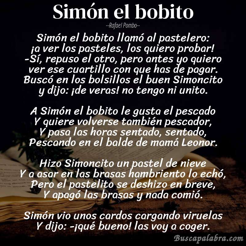Simón el bobito por Rafael Pombo. Foto: Buscapalabra.com