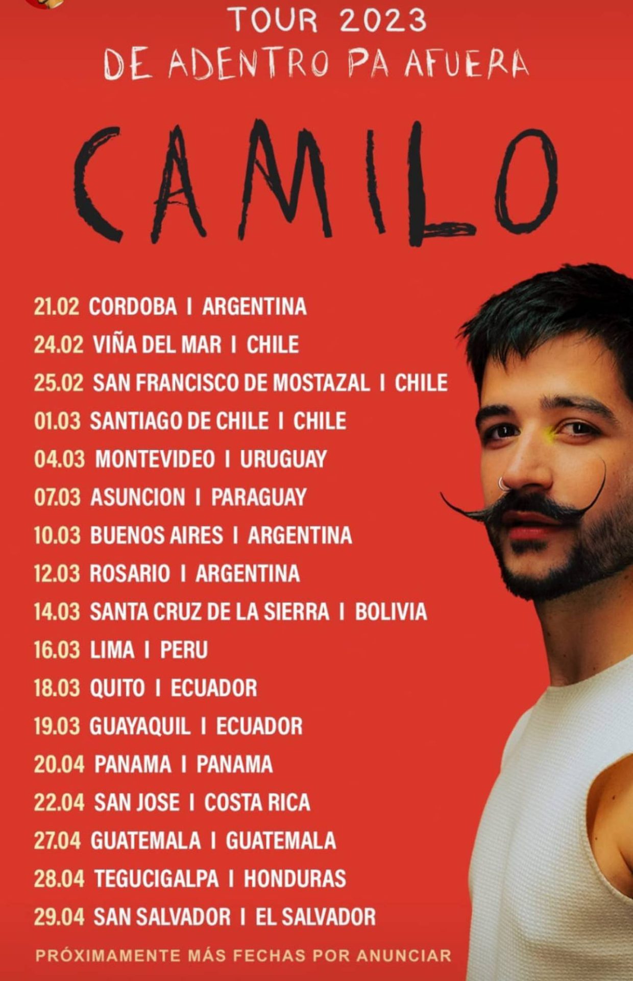 El concierto de Camilo en Honduras será el último de su tour. Foto: Redes sociales