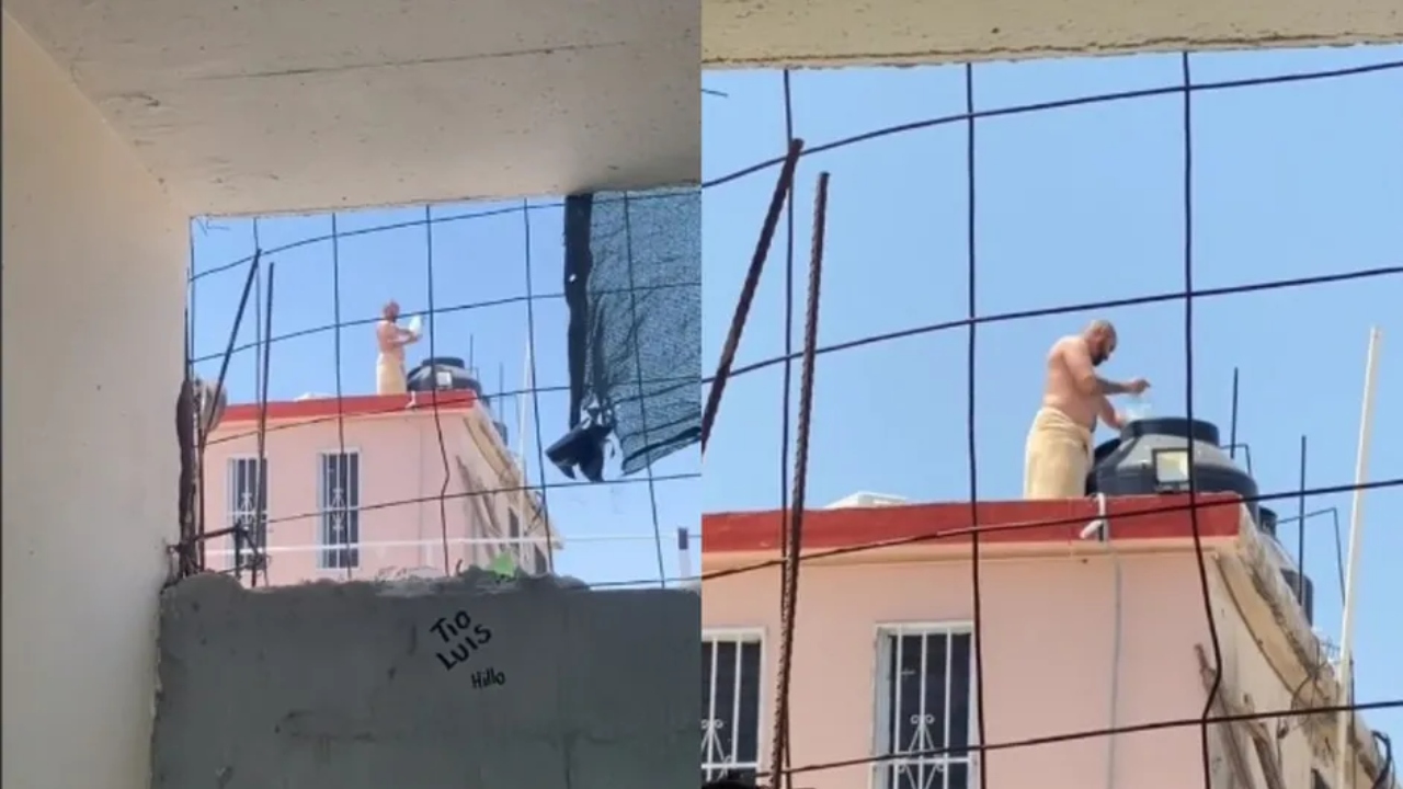 VIDEO: Captan a hombre echándole hielo a su tanque de reserva para enfriar el agua por ola de calor
