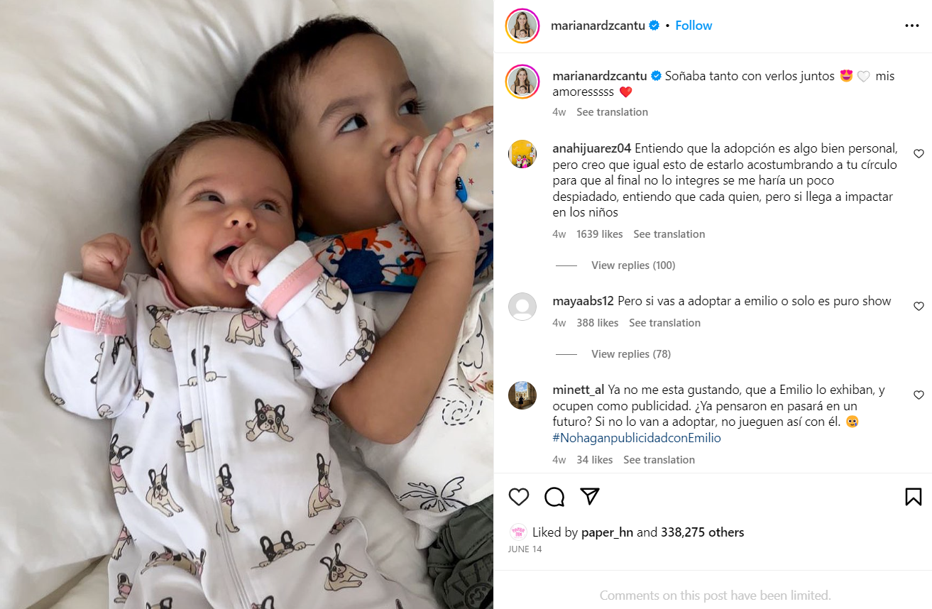 Comentarios de Emilio en publicaciones de Mariana en Instagram. Foto: Instagram