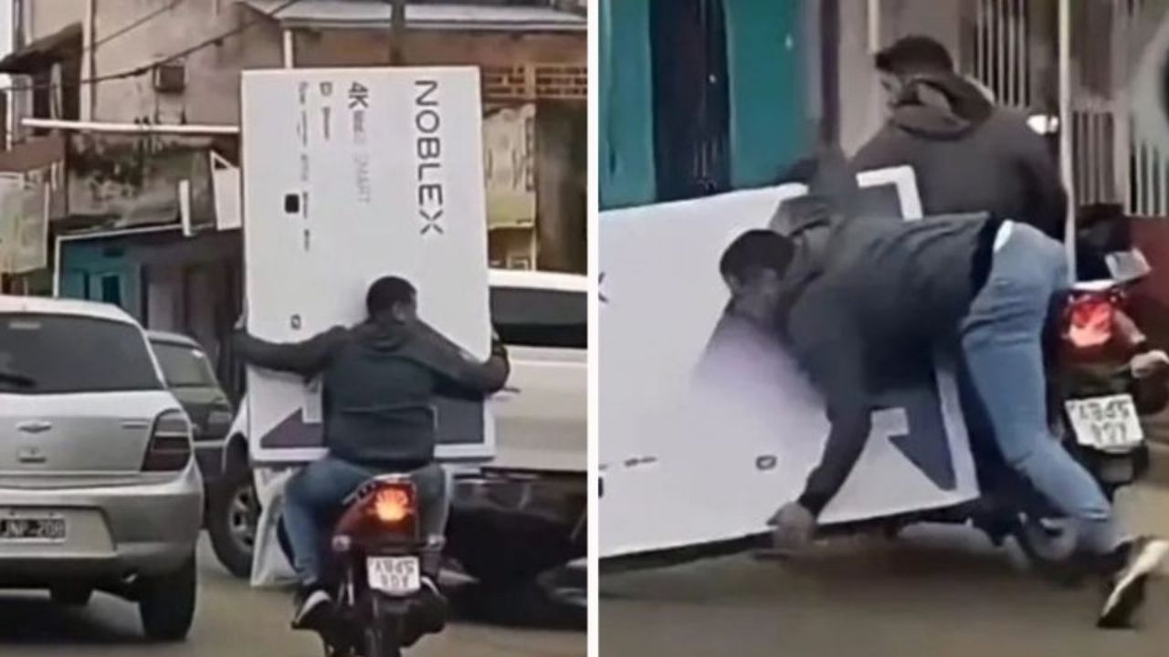VIDEO: Compró televisor gigante, decidió ahorrar y trasladarlo en motocicleta, pero terminó en desastre Imagen de VIDEO: Compró televisor gigante, decidió ahorrar y trasladarlo en motocicleta, pero terminó en desastre