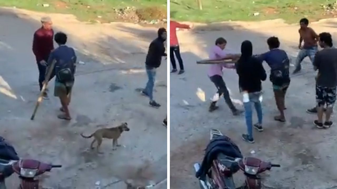 VIDEO: En plena pelea, hombres enfurecidos quitan muletas a sujeto para golpearse Imagen de VIDEO: En plena pelea, hombres enfurecidos quitan muletas a sujeto para golpearse