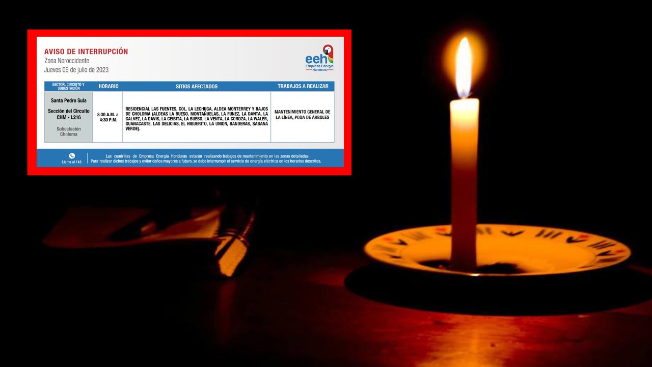 Imagen de Plan de interrupciones de energía eléctrica este jueves 6 de julio por parte de la EEH y ENEE