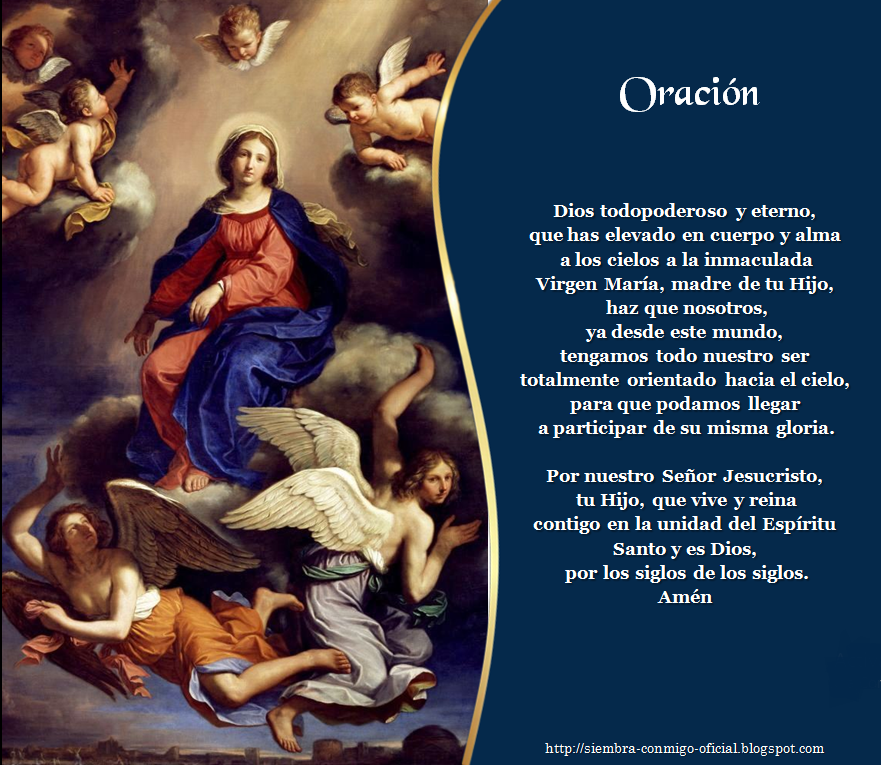 Oración para el 15 de agosto. Foto: Siembra Conmigo