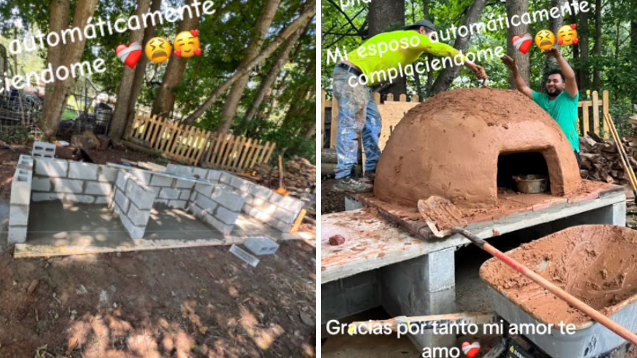 Imagen de ¡Como en el pueblo! Hondureños construyen pila y horno en su casa en Estados Unidos
