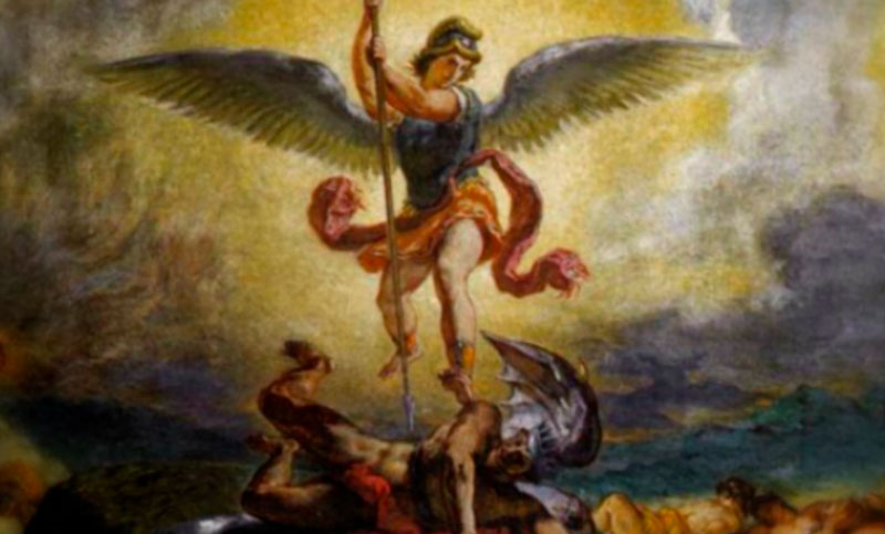 En pinturas e imágenes, el Arcángel San Miguel es representado con una lanza matando a Lucifer. Foto: Diario Digital Conclusión