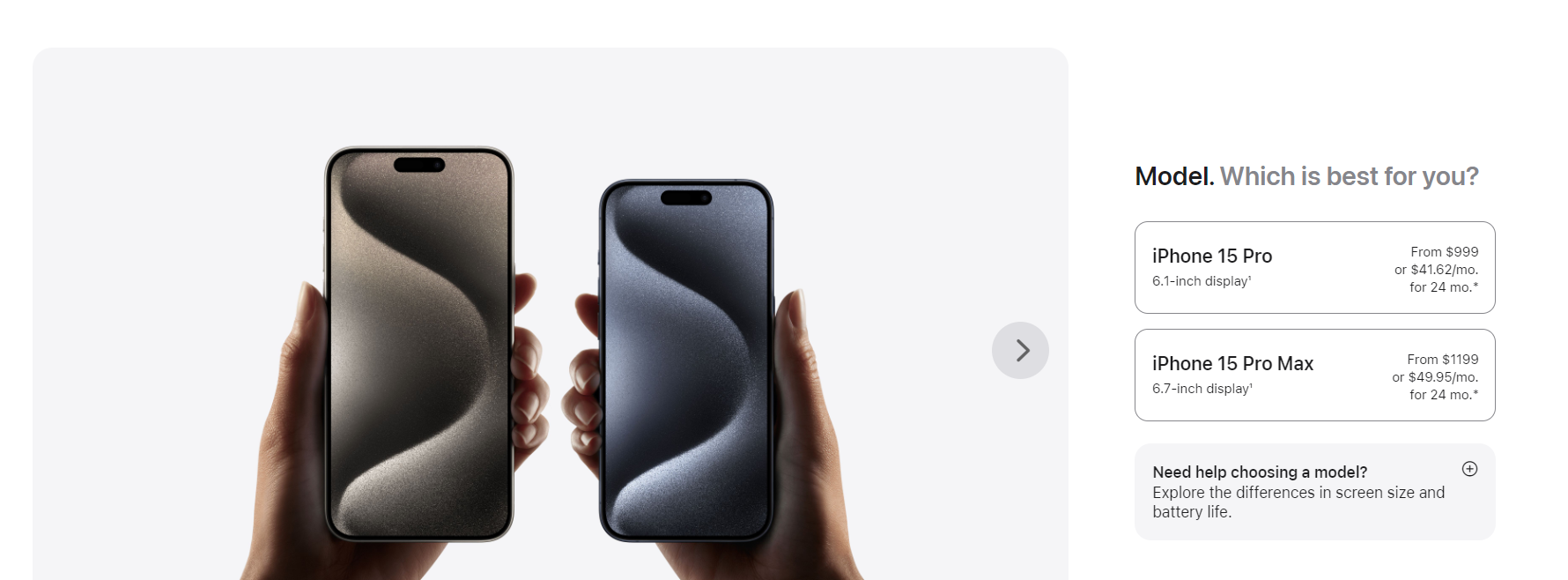 Precio del iPhone 15 en la tienda Apple. Foto: Apple