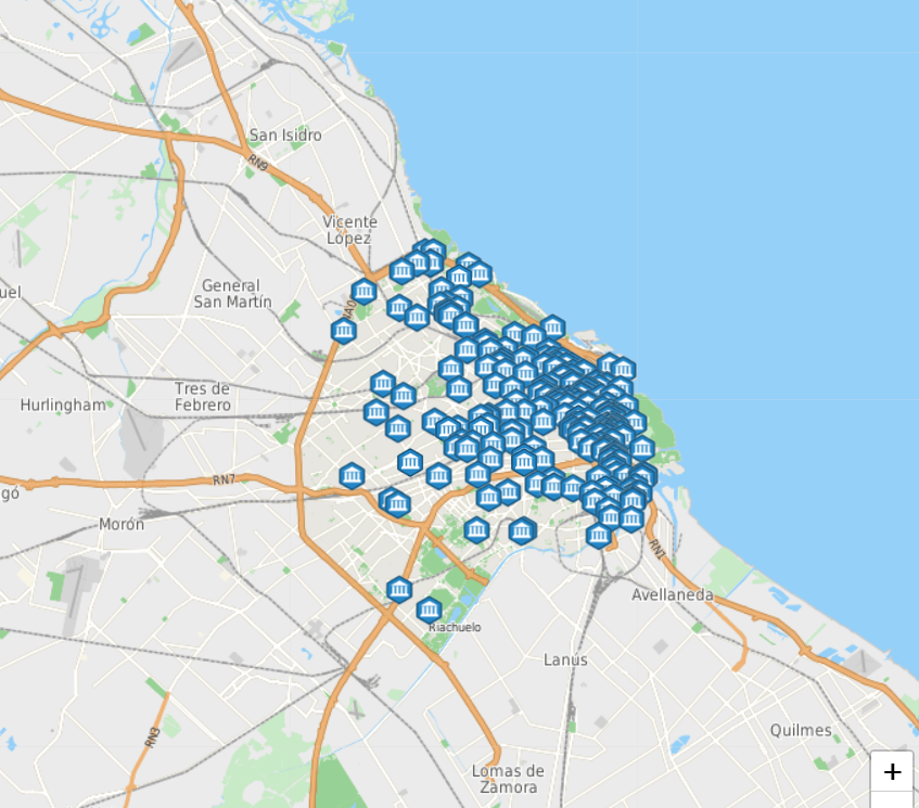 Mapa interactivo de los museos abiertos esta noche en Buenos Aires. Foto: Buenosaires.gob