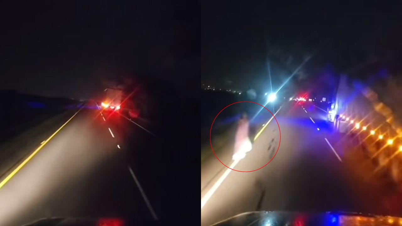 Imagen de ¿Real? Aparece 'mujer fantasma' en plena carretera en Comayagua