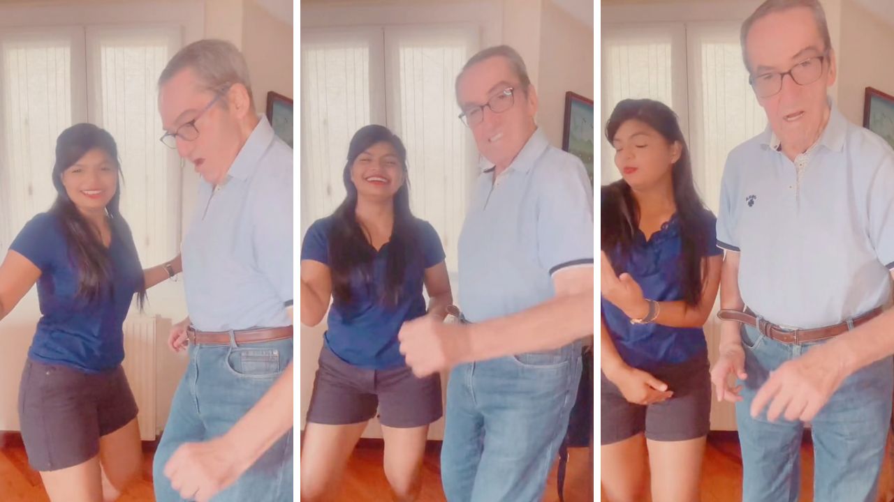 'Con el jefe': hondureña baila punta con el abuelito que cuida en España Imagen de 'Con el jefe': hondureña baila punta con el abuelito que cuida en España