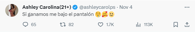 Tuit de Ashley Carolina en X. Foto: X
