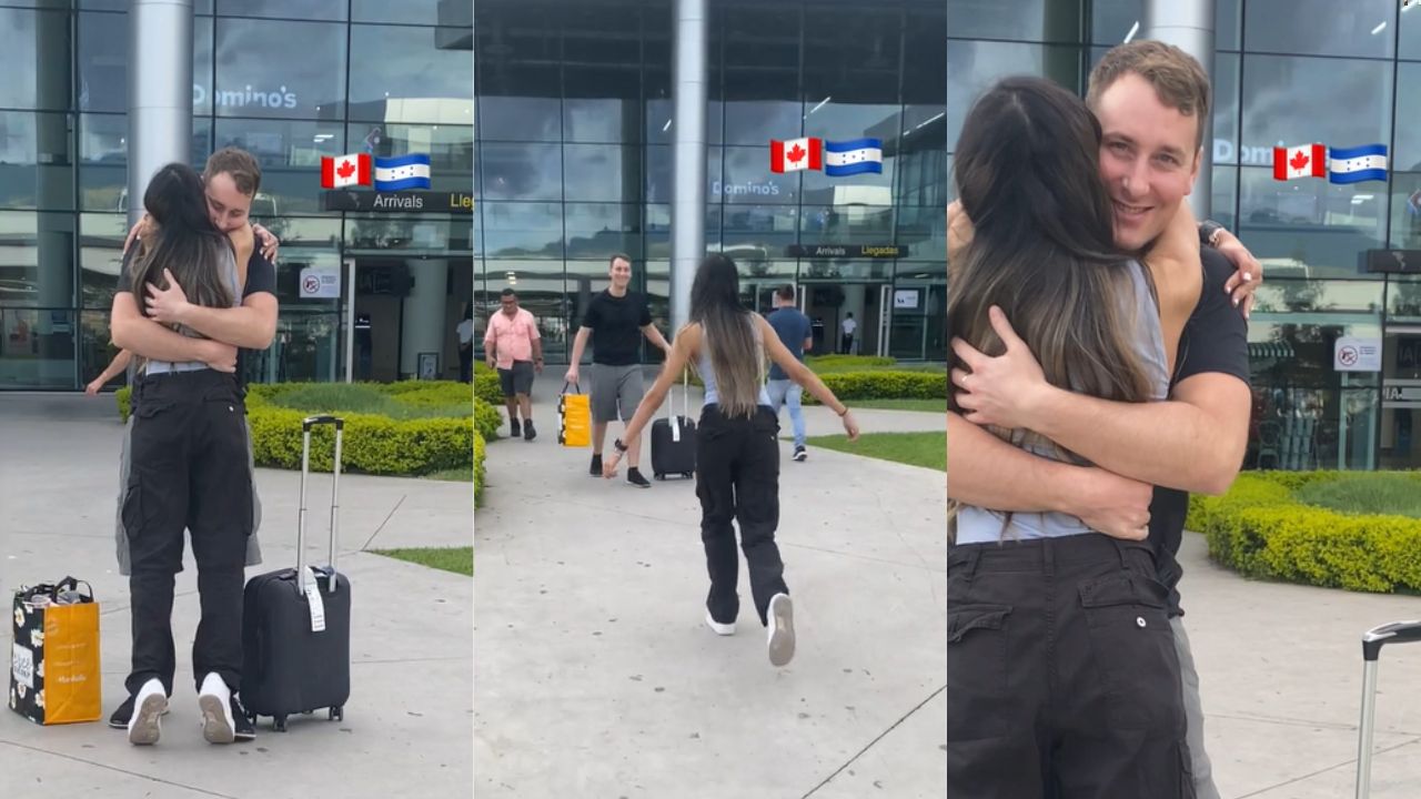 Imagen de 'La mejor sensación': hondureña se reencuentra con su esposo canadiense