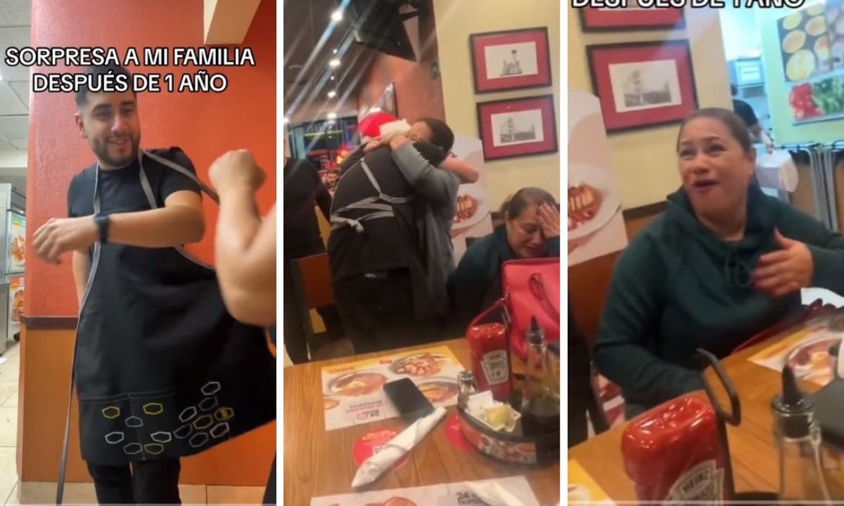 Hondureño se hace pasar por mesero para sorprender a su familia Imagen de Hondureño se hace pasar por mesero para sorprender a su familia