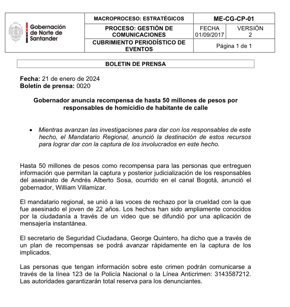 Autoridades ofrecen una recompensa de 50 millones de pesos por información de los implicados