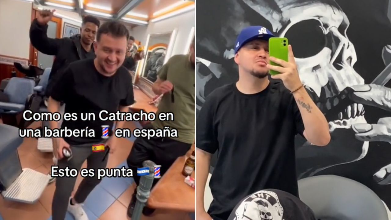 Barbero hondureño enseña a bailar punta a clientes en España Imagen de Barbero hondureño enseña a bailar punta a clientes en España
