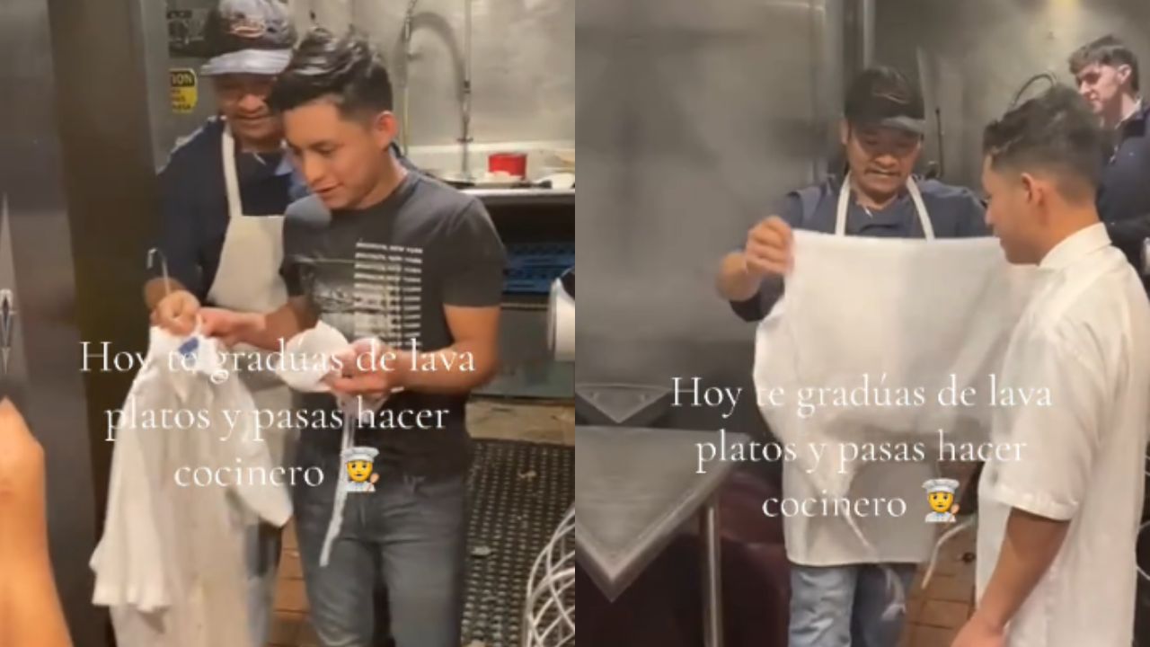 Imagen de Emotiva graduación en cocina: joven pasa de lavaplatos a cocinero