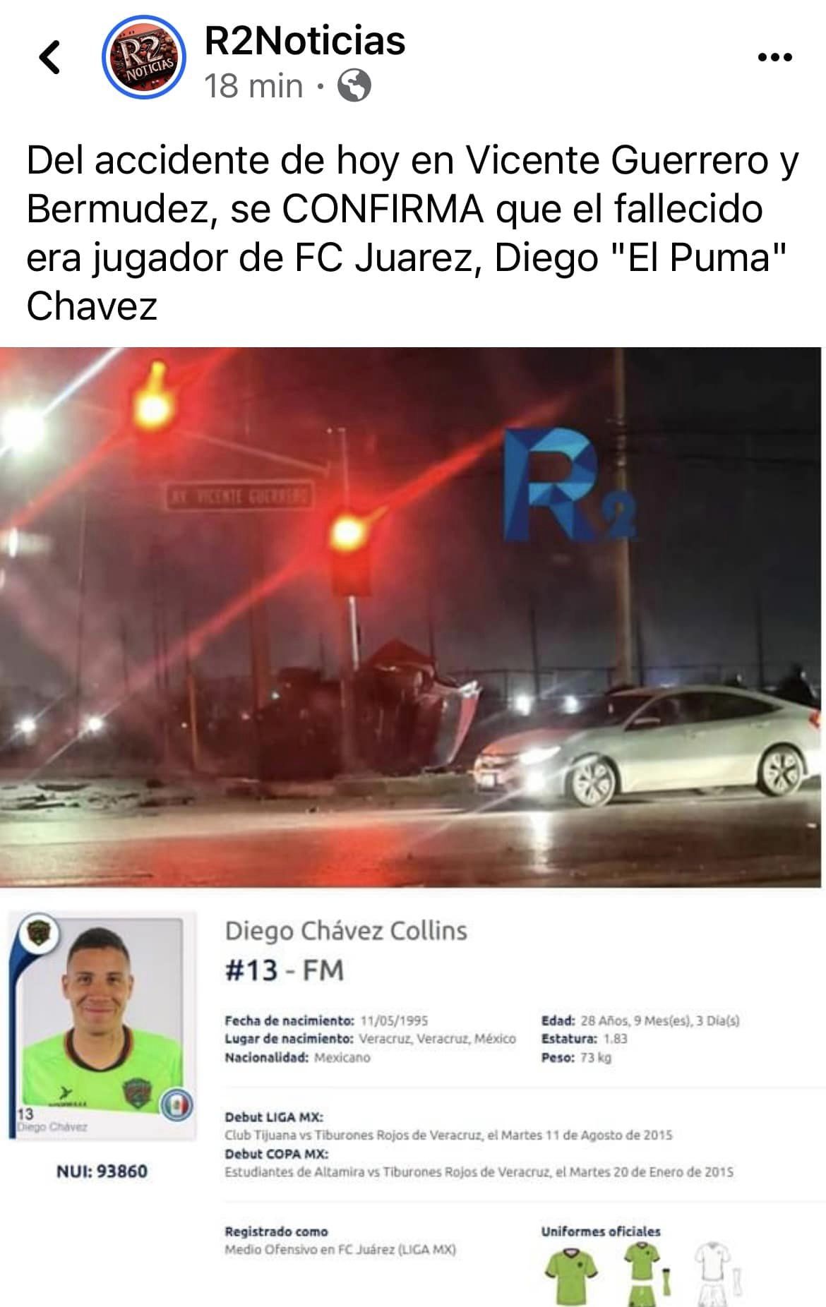 Otro punto de vista del accidente de Diego Chávez. Foto: Facebook