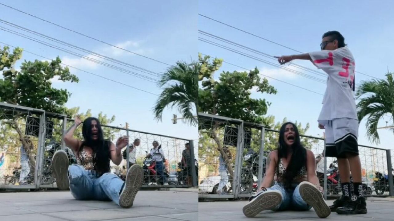 Imagen de VIDEO: Mujer le hace 'berrinche' a su novio en plena calle