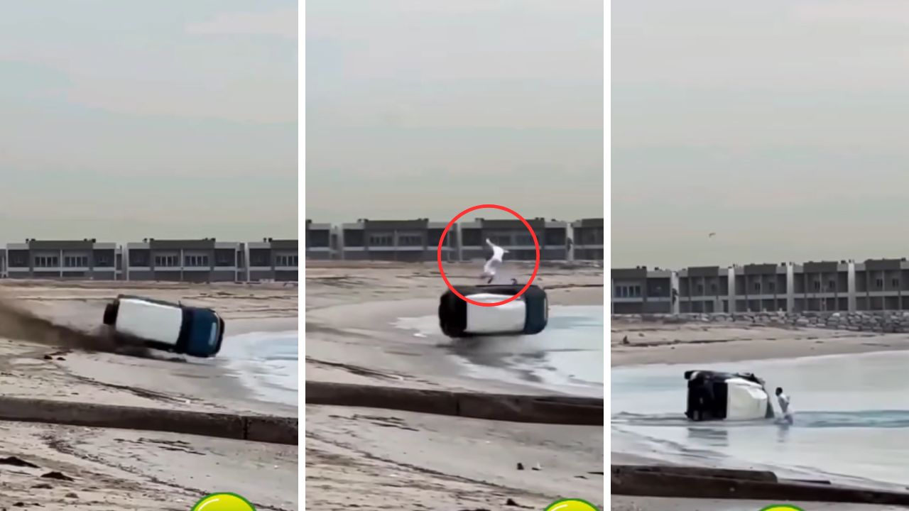 Imagen de VIDEO: Hombre sale volando tras volcar carro en la playa