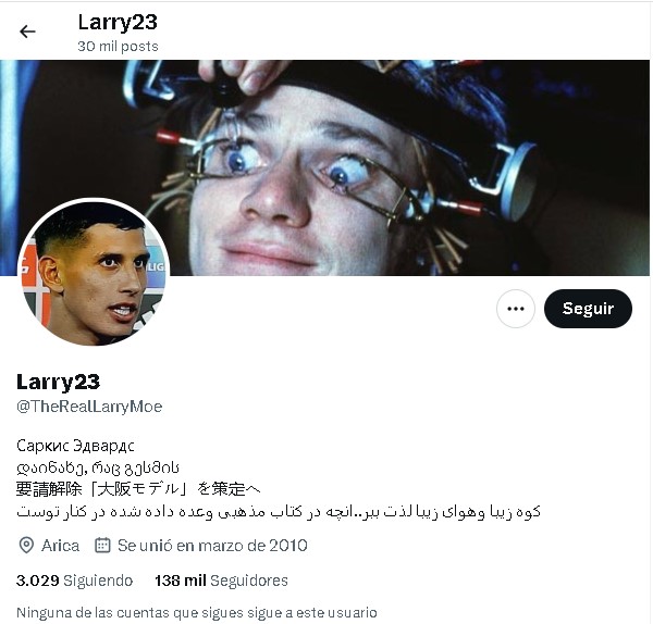 Larry Moe tiene su propia página de X donde da comentarios sarcásticos de diferentes temas.  Foto:  @TheRealLarryMoe